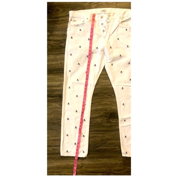 NWOT PRL Skull Crossbones Button Jeans V Slim Straight Size 36X32. - Picture 6 of 7